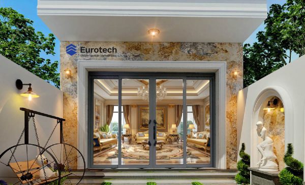 Cua Truot Quay Eurotech cho biet thự